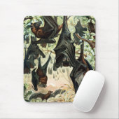 ヴィンテージ飛んでいるフォックスこうもりブラック自然イラストレーション マウスパッド (マウス)