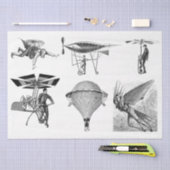 ヴィンテージ飛んでいるマシンの分離コラージュ 薄葉紙 (クラフト)