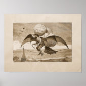 ヴィンテージ飛んでいる機械芸術イラストレーション ポスター (正面)