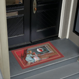 ヴィンテージ飛んでいる魔女（満月と女子校生あり） ドアマット