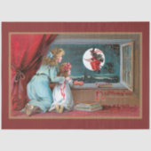 ヴィンテージ飛んでいる魔女（満月と女子校生あり） 薄葉紙 (正面)