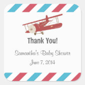 ヴィンテージ飛行機ありがとうシール スクエアシール (正面)