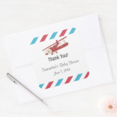 ヴィンテージ飛行機ありがとうシール スクエアシール (封筒)