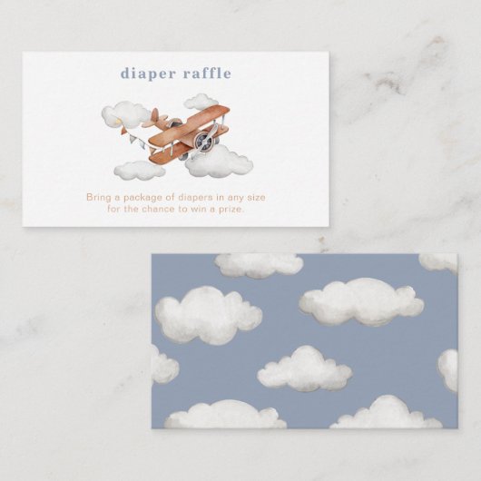 ヴィンテージ飛行機おむつラッフルカード エンクロージャーカード (正面/裏面)