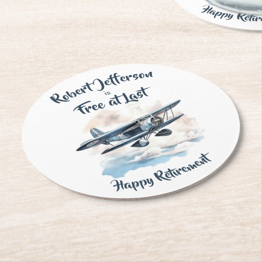 ヴィンテージ飛行機が最後の青色退職後に無償で ラウンドペーパーコースター (アングル)