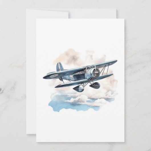 ヴィンテージ飛行機が最後の青色退職後に無償で 招待状 (裏面)