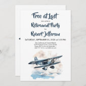 ヴィンテージ飛行機が最後の青色退職後に無償で 招待状 (正面/裏面)