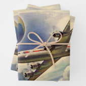 ヴィンテージ飛行機が雲の中で世界一周 ラッピングペーパーシート (インサイチュ)