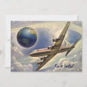 ヴィンテージ飛行機とワールドカップルシャワー招待状 招待状 (正面)