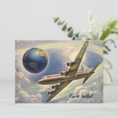 ヴィンテージ飛行機とワールドカップルシャワー招待状 招待状 (スタンド正面)