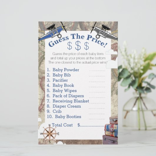 ヴィンテージ飛行機と世界地図が価格を推測 (スタンド正面)