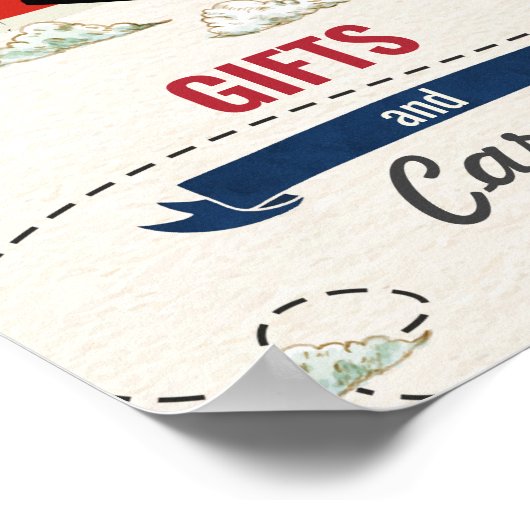 ヴィンテージ飛行機のギフトとカードのサイン ポスター (角)