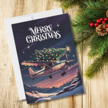 ヴィンテージ飛行機のクリスマスツリーの面白い写真