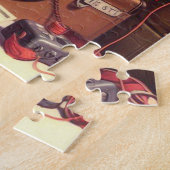 ヴィンテージ飛行機のピンアップイラストレーション ジグソーパズル (側面)