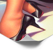 ヴィンテージ飛行機のピンアップイラストレーション ポスター (角)