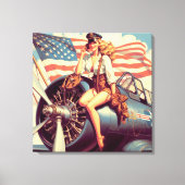 ヴィンテージ飛行機のピンアップ キャンバスプリント (正面)