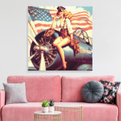 ヴィンテージ飛行機のピンアップ キャンバスプリント (インサイチュ (リビング))