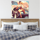 ヴィンテージ飛行機のピンアップ キャンバスプリント (インサイチュ (寝室))