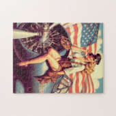 ヴィンテージ飛行機のピンアップ ジグソーパズル (横)