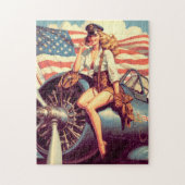 ヴィンテージ飛行機のピンアップ ジグソーパズル (縦)