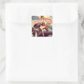 ヴィンテージ飛行機のピンアップ スクエアシール (バッグ)