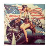 ヴィンテージ飛行機のピンアップ タイル (正面)