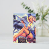 ヴィンテージ飛行機のピンアップ ポストカード (スタンド正面)