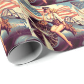 ヴィンテージ飛行機のピンアップ ラッピングペーパー (ロールコーナー)