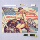 ヴィンテージ飛行機のピンアップ 薄葉紙 (クラフト)