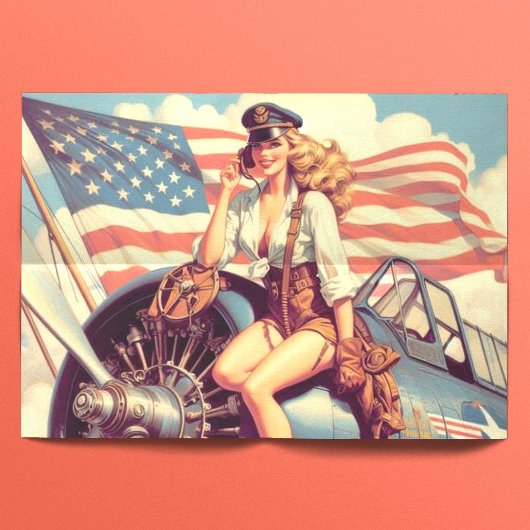 ヴィンテージ飛行機のピンアップ 薄葉紙