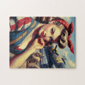 ヴィンテージ飛行機のピンナップ ジグソーパズル (横)