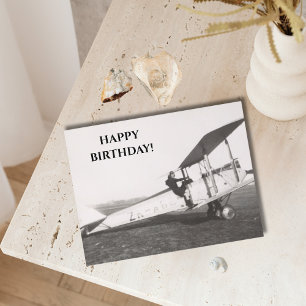 ヴィンテージ飛行機の写真 クールな航空の誕生日 ポストカード