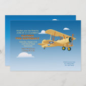 ヴィンテージ飛行機の招待状 招待状 (正面/裏面)