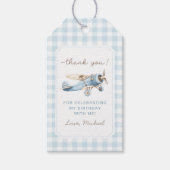 ヴィンテージ飛行機の旅 1歳の誕生日 ギフトタグ (正面)