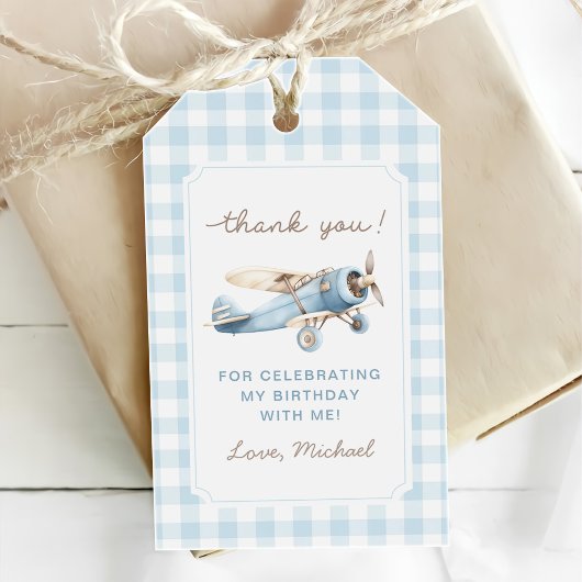 ヴィンテージ飛行機の旅 1歳誕生日 ギフトタグ