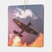 ヴィンテージ飛行機の美しい空 セラミックオーナメント (左)