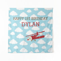 ヴィンテージ飛行機の背景/少年の誕生日バナー