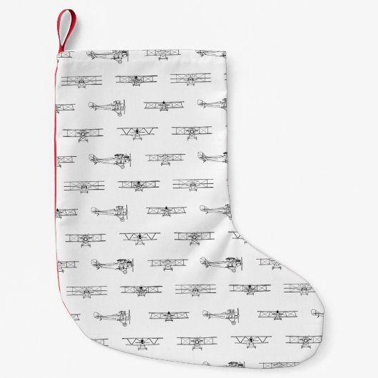 ヴィンテージ飛行機の航空テーマのカスタム色 スモールクリスマスストッキング (正面)