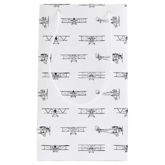 ヴィンテージ飛行機の航空テーマのカスタム色 スモールペーパーバッグ (正面)