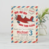 ヴィンテージ飛行機の誕生日パーティー招待状 招待状 (スタンド正面)