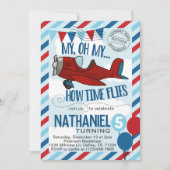 ヴィンテージ飛行機の誕生日パーティー招待状 招待状 (正面)