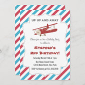 ヴィンテージ飛行機の誕生日パーティー招待状 招待状 (正面/裏面)