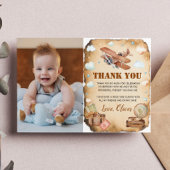 ヴィンテージ飛行機の誕生日写真感謝カード サンキューカード