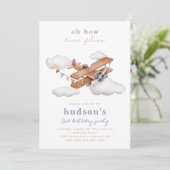 ヴィンテージ飛行機の誕生日招待状 | 飛行機 招待状 (スタンド正面)