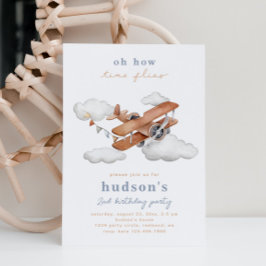 ヴィンテージ飛行機の誕生日招待状 | 飛行機 招待状