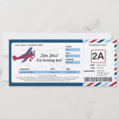 ヴィンテージ飛行機の誕生日 航空券 招待状 (正面)