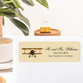 ヴィンテージ飛行機アンティーク二面航空住所 ラベル