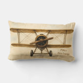 ヴィンテージ飛行機アンティーク二面航空誕生日 ランバークッション (裏面)