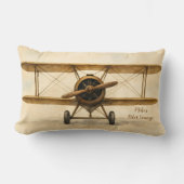 ヴィンテージ飛行機アンティーク二面航空誕生日 ランバークッション (正面)