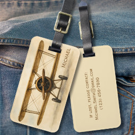 ヴィンテージ飛行機アンティーク二面航空飛行機 ラゲッジタグ